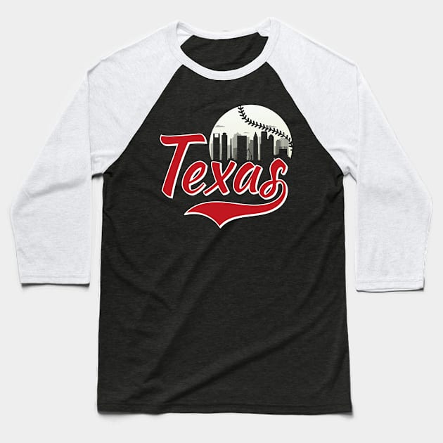 Retro Vintage Texas City Scape Baseball Game For Man Woman Baseball T-Shirt by GShow